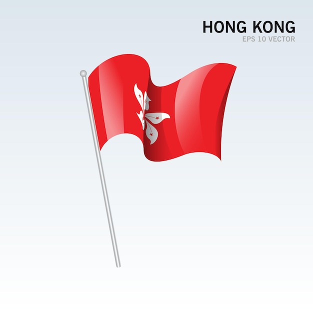 Hongkong Macha Flagą Na Szarym Tle