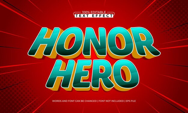 honor hero edytowalny efekt tekstowy z bohaterem i super stylem tekstu