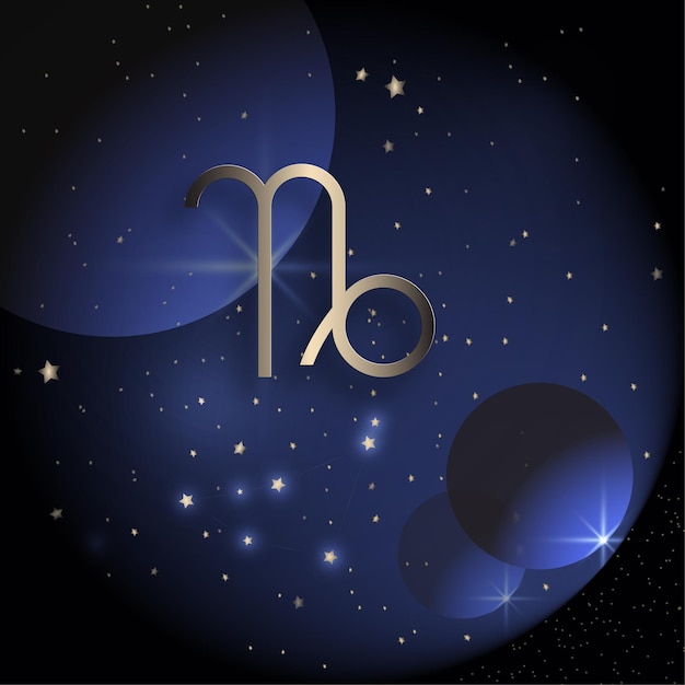 Plik wektorowy horoskop zodiaku konstelacja koziorożca prosta ikona na ciemnoniebieskim kolorze tła