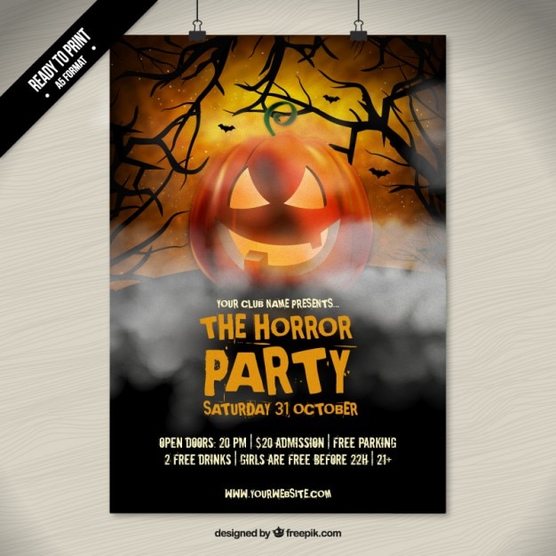 Plik wektorowy horror halloween party plakat