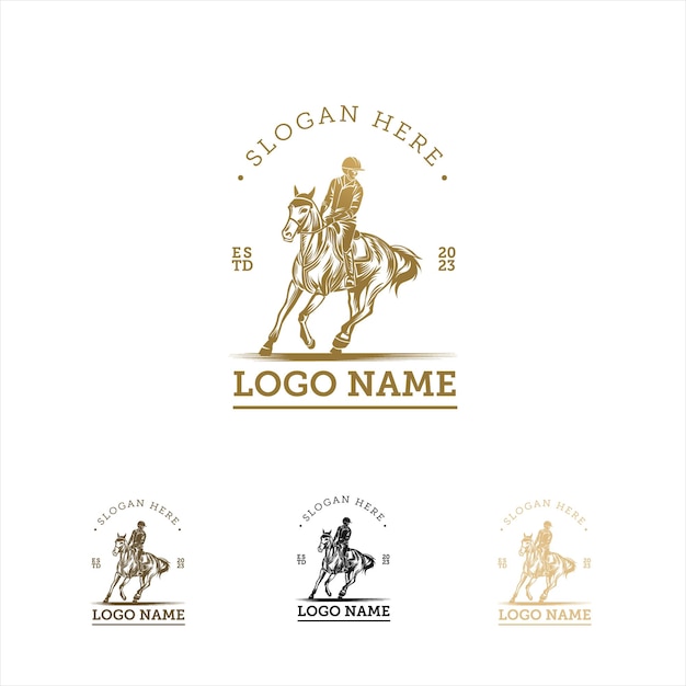 Horse Rider Cool Logo Classic Elegancki Dla Twojej Firmy Marka Męski Produkt Ze Złotym Kolorem