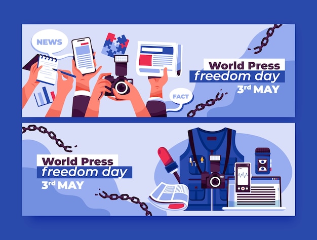 Horyzontalny Szablon Baneru Na światowy Dzień Wolności Prasy