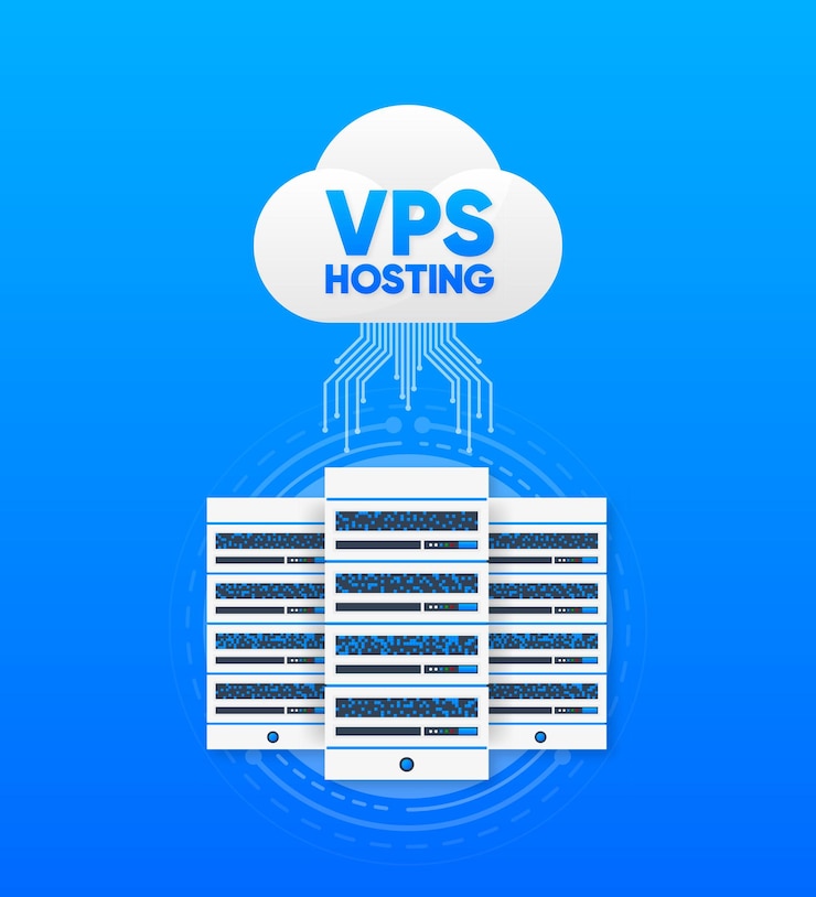 Wektor hosting vps wirtualny serwer prywatny usługi hostingowe infrastruktura technologia koncepcja technologiczna