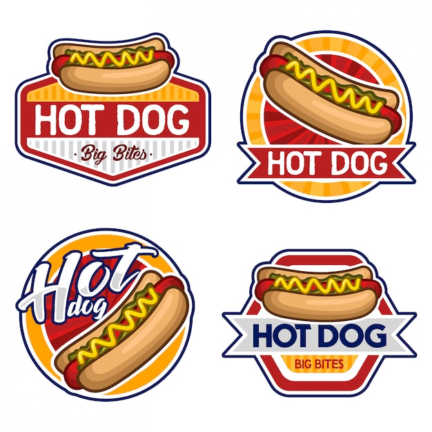 Hot-dog Logo Wektor Zestaw