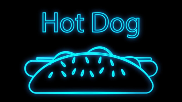 Plik wektorowy hot dog na czarnym tle neon ilustracji wektorowych kanapka z kiełbasą nadziewana apetycznie