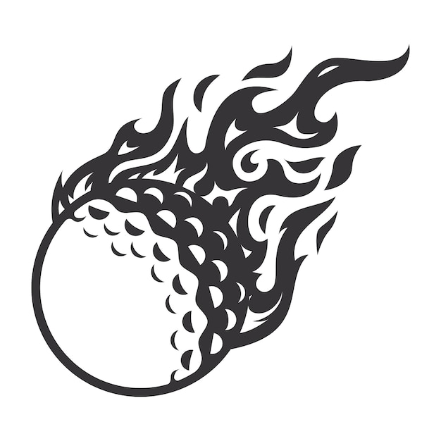 Hot Golf Ogień Logo Sylwetka Klub Golfowy Projekt Graficzny Logo Lub Ikony Ilustracja Wektorowa