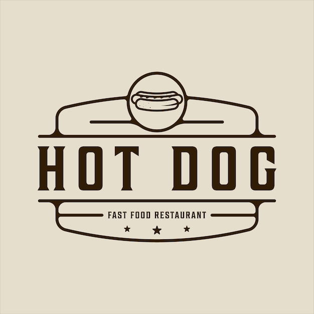 Hotdog Lub Hotdogs Logo Wektor Linii Sztuki Prosty Minimalistyczny Ilustracja Szablon Ikona Projekt Graficzny Fast Food Znak Lub Symbol Menu Lub Koncepcji Restauracji Z Godłem Odznaki I Typografią