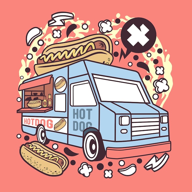 Hotdog Van Cartoon