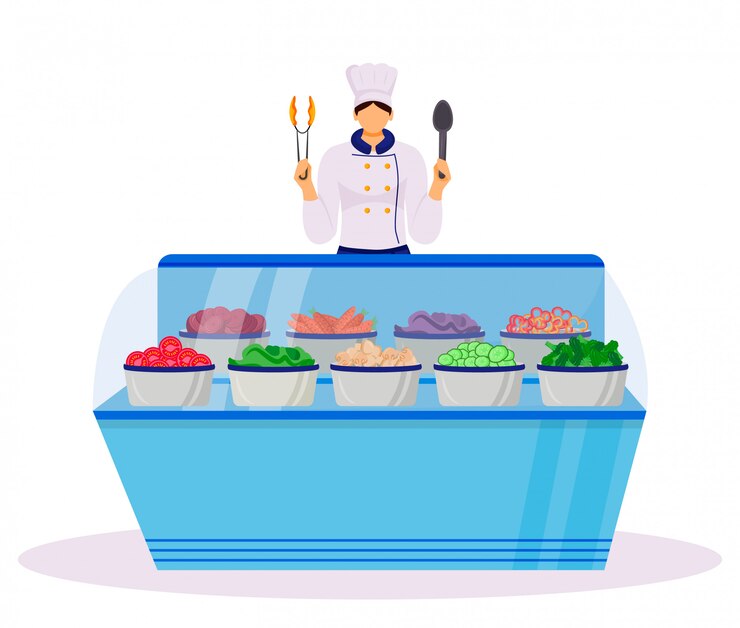Wektor hotelowa smorgasbord płaska kolor ilustracja.