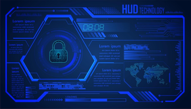 Hud Cyber Obwód Przyszłej Koncepcji Technologii Tło Zamknięta Kłódka Na Cyfrowym