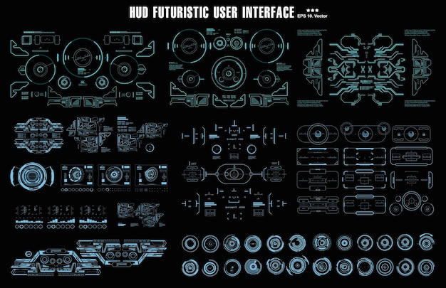 HUD futurystyczny docelowy interfejs użytkownika Mega pack ustawiony docelowy wyświetlacz pulpitu nawigacyjnego ekran technologii wirtualnej rzeczywistości;