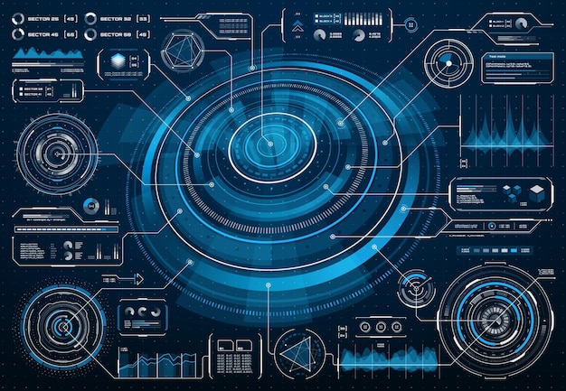 HUD futurystyczny ekran interfejsu wektor infografika