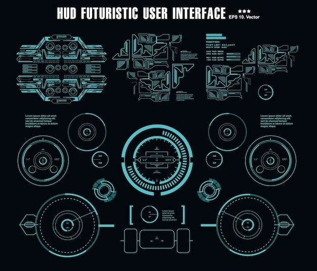 Hud Futurystyczny Niebieski Docelowy Interfejs Użytkownika Wyświetlacz Pulpitu Ekran Technologii Wirtualnej Rzeczywistości