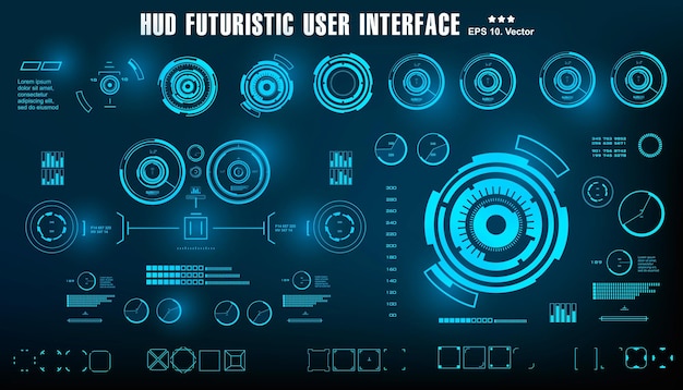Hud Futurystyczny Niebieski Wyświetlacz Pulpitu Nawigacyjnego Interfejsu Użytkownika Ekran Docelowy Technologii Wirtualnej Rzeczywistości