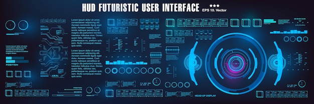 Hud Futurystyczny Niebieski Wyświetlacz Pulpitu Nawigacyjnego Interfejsu Użytkownika Ekran Docelowy Technologii Wirtualnej Rzeczywistości