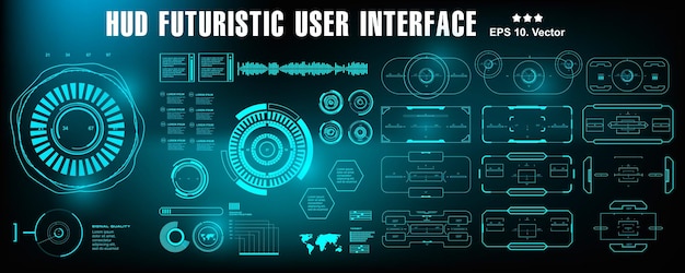 Hud Futurystyczny Niebieski Wyświetlacz Pulpitu Nawigacyjnego Interfejsu Użytkownika Ekran Technologii Wirtualnej Rzeczywistości;