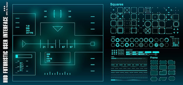 HUD futurystyczny zielony docelowy interfejs użytkownika Wyświetlacz pulpitu ekran technologii wirtualnej rzeczywistości