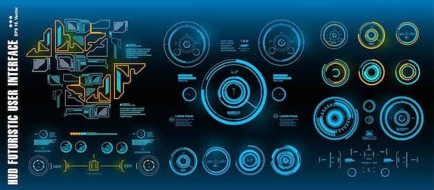 Plik wektorowy hud futurystyczny zielony docelowy interfejs użytkownika wyświetlacz pulpitu ekran technologii wirtualnej rzeczywistości