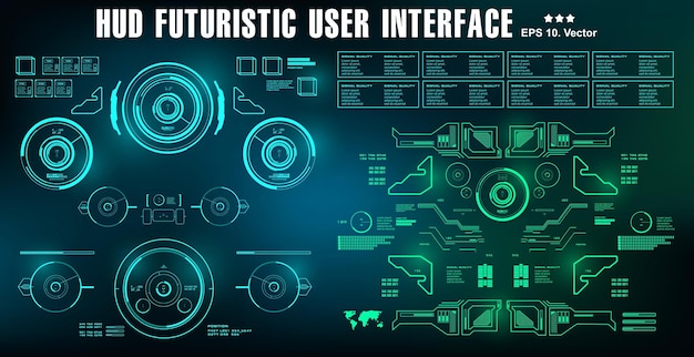 Hud Futurystyczny Zielony Interfejs Użytkownika Wyświetla Ekran Technologii Wirtualnej Rzeczywistości
