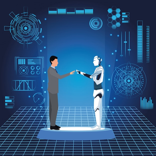 Humanoidalny Robot I Biznesmen