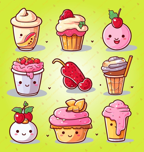 Hungryaraiguma_icons_of_food_and_candies_anime_style_combo 2