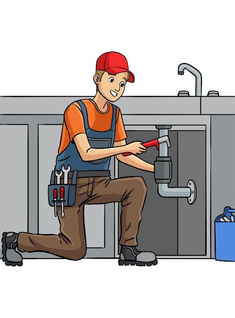 Plik wektorowy hydraulik kreskówka kolorowy ilustracja clipart