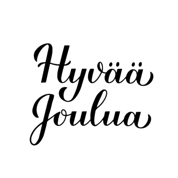 Plik wektorowy hyvaa joulua kaligrafia ręczne litery wyizolowane na białym plakatie typograficznym wesołych świąt w języku fińskim łatwy do edycji szablon wektorowy dla kart życzeń, banerów, naklejek itp.