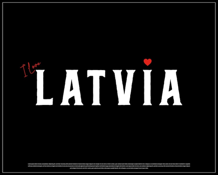 Wektor i love latvia na czarnym tle wektorowy projekt typograficzny i love latvia with heart