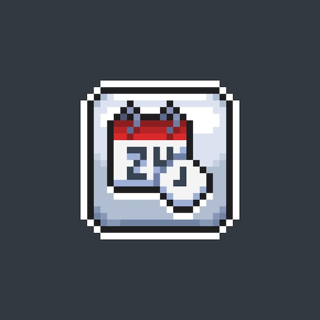 i przycisk zegara znak daty w stylu pixel art