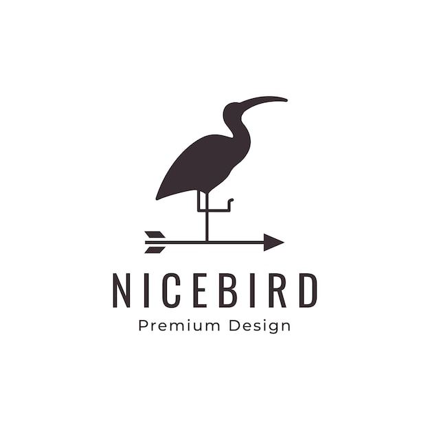 Ibis Ptak Logo Projekt Wektor Ikona Symbol