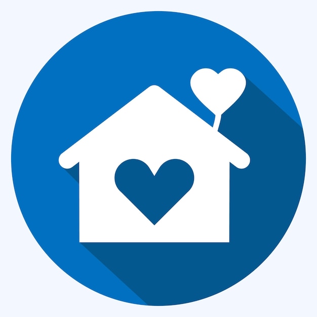 Icon Home nadaje się do symbolów ślubnych w stylu długiego cienia, prosty projekt edytowalnyIcon Home odpowiedni dla symbolów ślubu w stylu długości cienia, łatwy do edytowania projekt