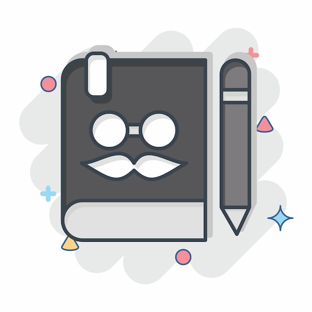 Icon Notebook związany z Hipster symbol komiks styl prosty projekt edytowalny