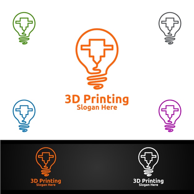 Idea 3d Printing Company Projektowanie Logo Wektorowego Dla Mediów, Handlu Detalicznego, Reklamy, Gazety Lub Koncepcji Książki