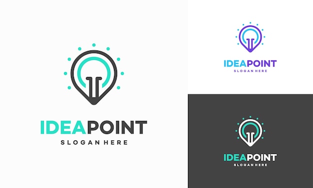 Idea Point Logo Projektuje Koncepcja Wektor żarówka I Wskaźnik Logo Symbol Projekty Logo Education Center