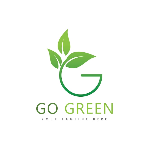 Idź Green Eco Tree Leaf Logo Szablon Projektu