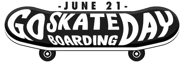 Idź Skateboarding Day Czcionka Na Banerze Deskorolkowym Na Białym Tle