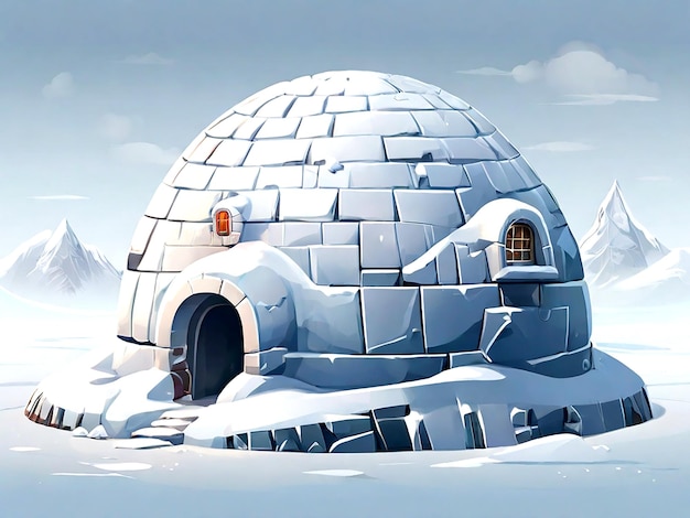 Igloo Wektorowe W Zimnym Terenie Izolowane