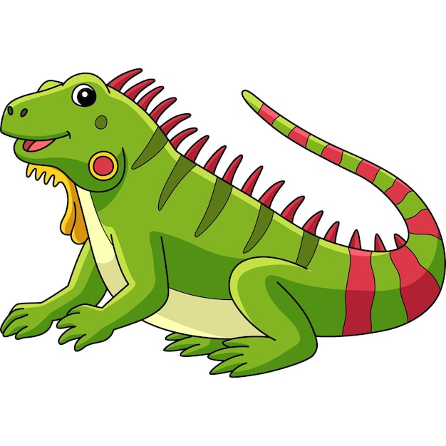 Iguana Zwierzęca Kreskówka Kolorowa Ilustracja Clipart