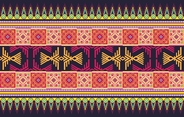 Ikat Tribal Bezszwowy Wzór Etniczne Tkaniny Azteckie Dywan Mandala Ornament Natywny Boho Chevron Tekstylia Geometryczne Orientalne Tranditional Abstrakcyjne Tło Haftu