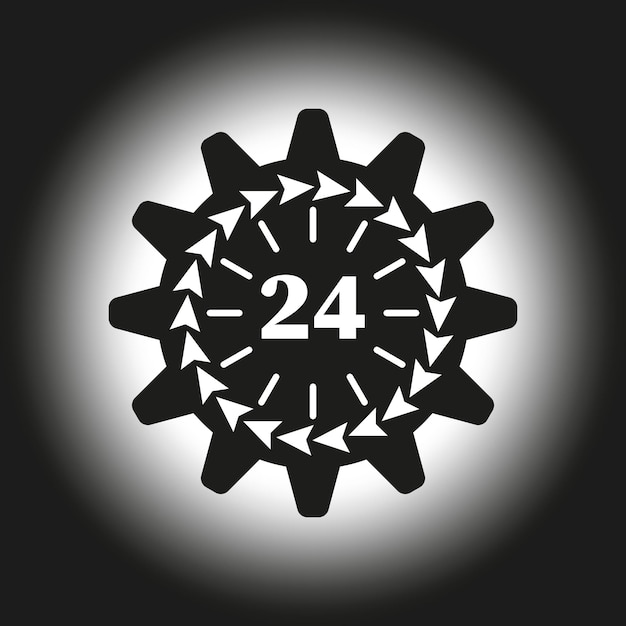 Plik wektorowy ikona 24-godzinnej obsługi ilustracja sprzętu do zarządzania czasem wsparcie 24h