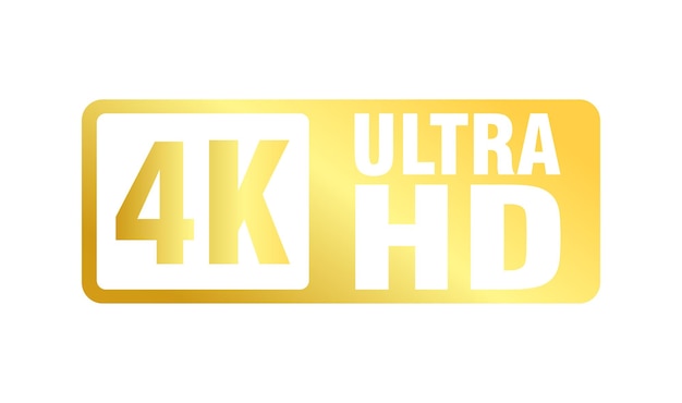 Ikona 4k Ultra Hd Na Białym Tle Etykieta Wysokiej Rozdzielczości Złoty Symbol Uhd Kolorowy Znacznik Rozdzielczości 4k