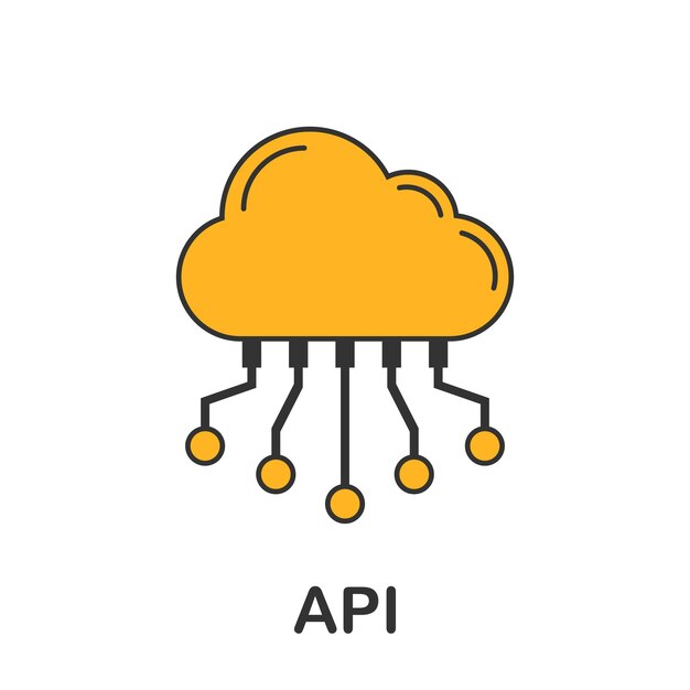 ikona API w stylu płaskim Ilustracja wektora integracji oprogramowania na izolowanym tle Programowanie algorytmowe Koncepcja biznesowa znaków