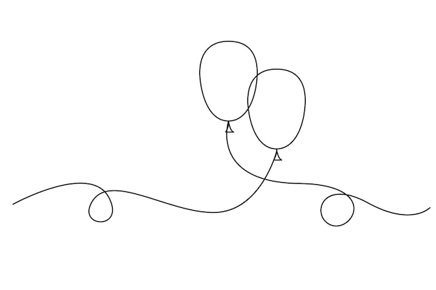 Ikona balonów ciągły rysunek linii minimalistyczny pływający projekt ilustracja wektorowa