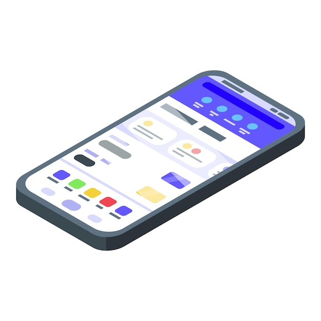Ikona bankowości internetowej smartfona Izometryczna ikona wektora bankowości internetowej smartfona do projektowania stron internetowych izolowana na białym tle