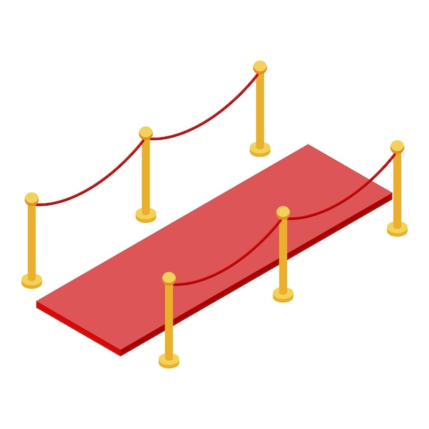 Plik wektorowy ikona bariery vip z czerwonego dywanu izometryczna ikona wektora bariery z czerwonego dywanu vip do projektowania stron internetowych izolowana na białym tle