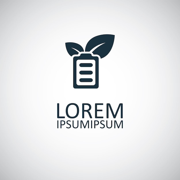 Ikona baterii zielonej energii, na białym tle