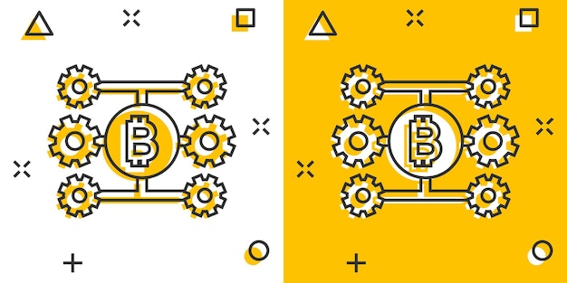 Ikona Bitcoin W Stylu Komiksowym Blockchain Kreskówka Wektor Ilustracja Na Białym Tle Na Białym Tle Koncepcja Biznesowa Efekt Powitalny Kryptowalut