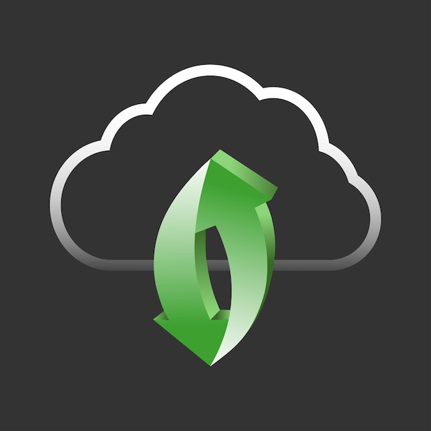 Plik wektorowy ikona chmury zielona strzałka znak wektora synchronizacja z chmurą conceptual image of cloud storage