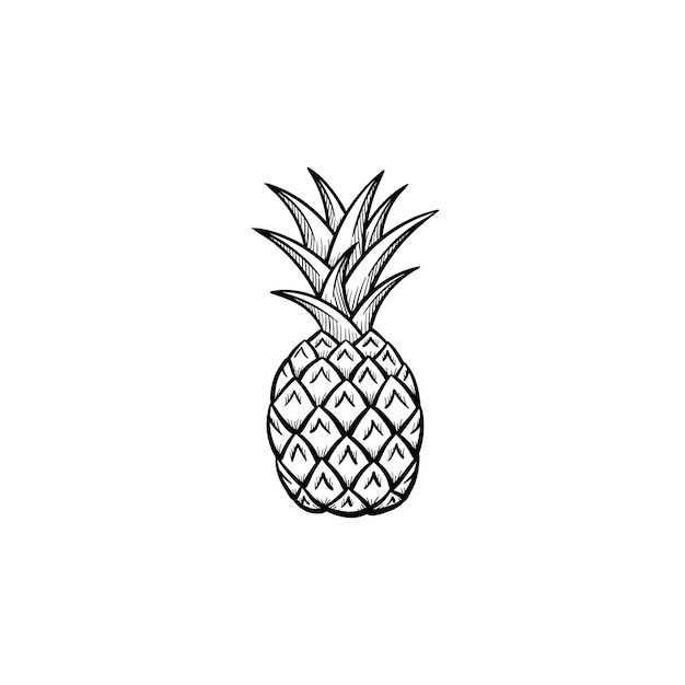 Ikona ciągnione szkic dłoni ananas