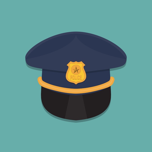 Plik wektorowy ikona czapka policji w płaskiej konstrukcji